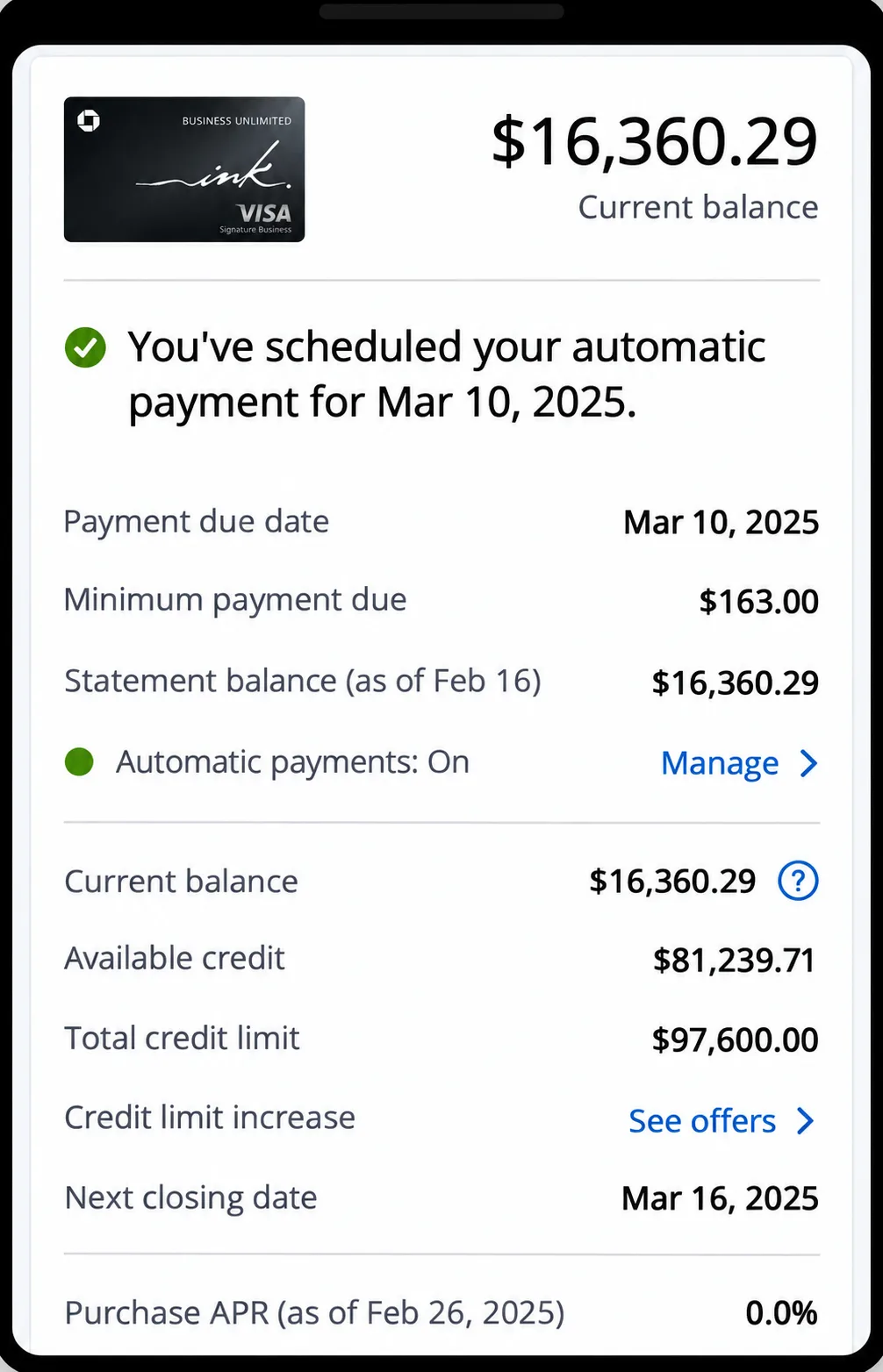 Lars L.: Chase $97,600 credit limit