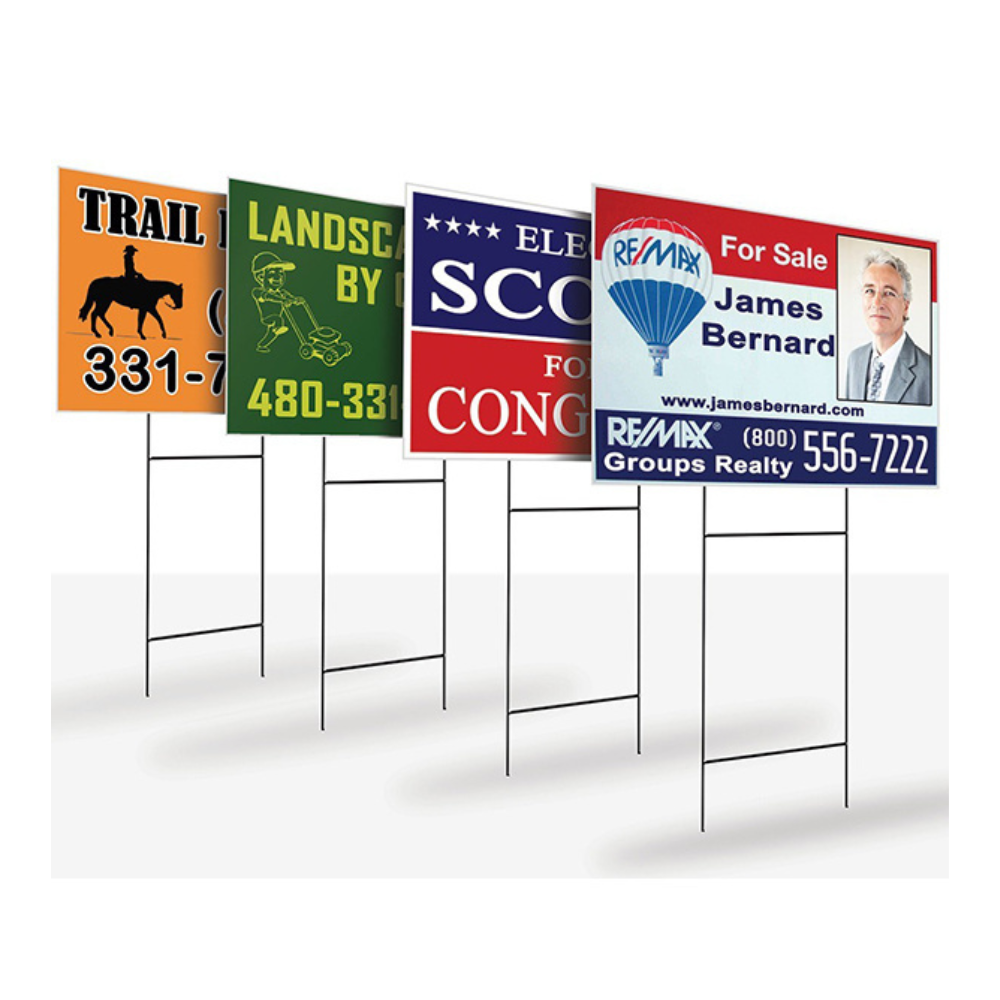 Custom yard signs for local promotions real estate schools and events