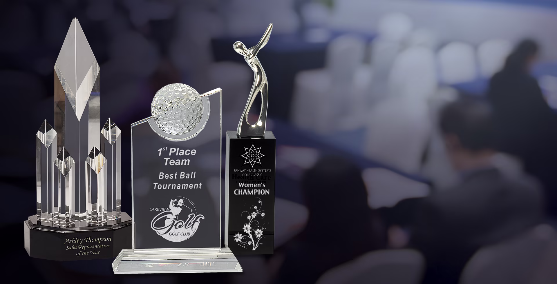 Elegant custom crystal awards for corporate recognition and appreciation events