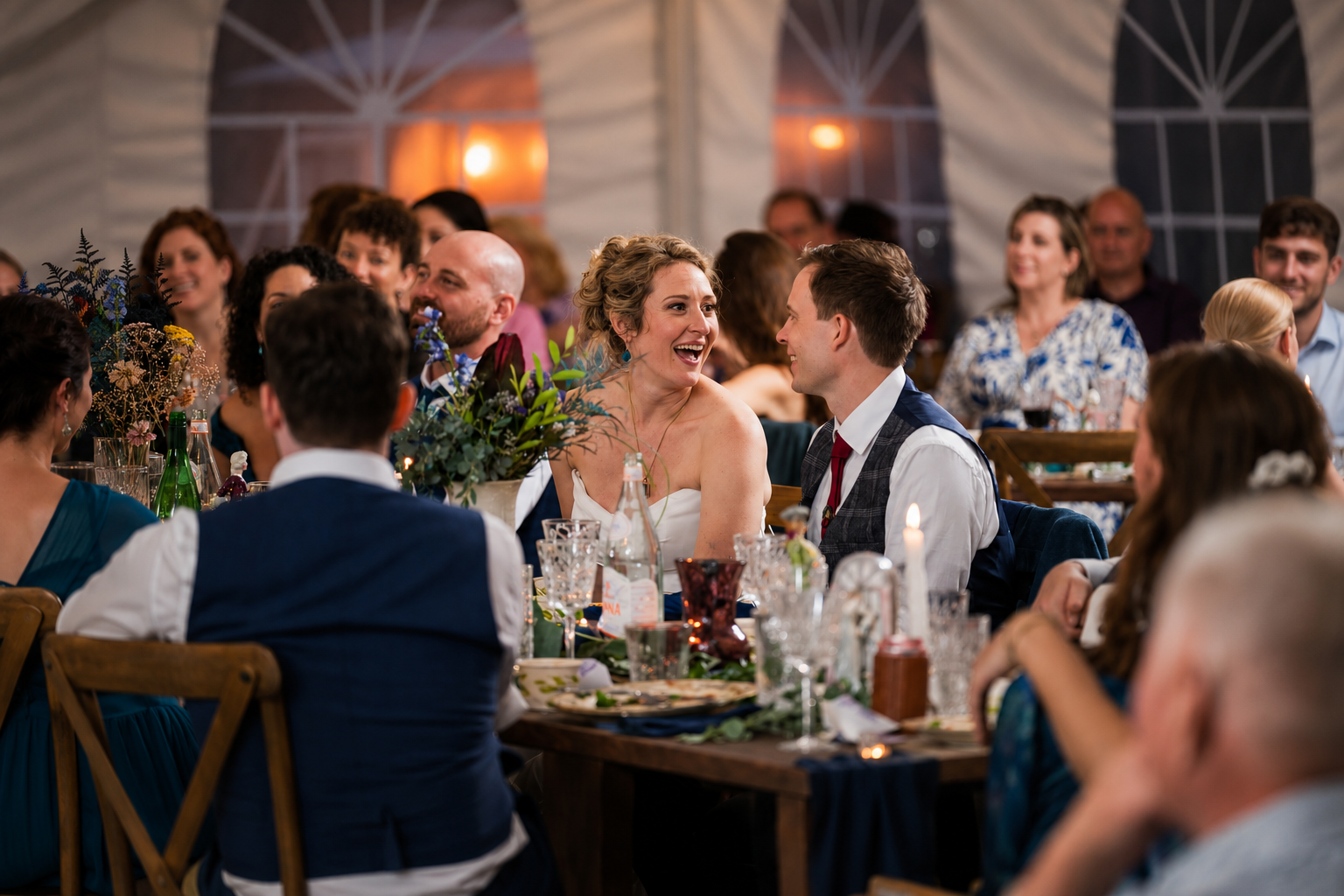 Wedding party celebrating
