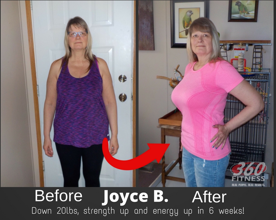 Joyce B. client strength success at 360 Fitness Red Deer