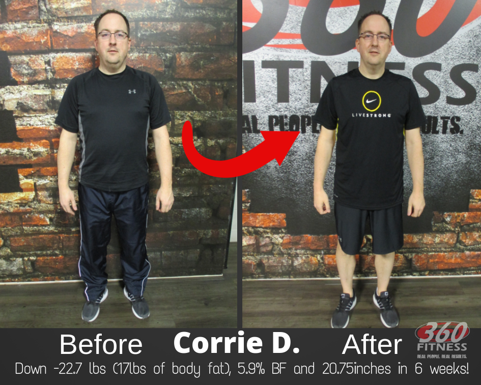 Corrie D. before and after, 360 Fitness Red Deer