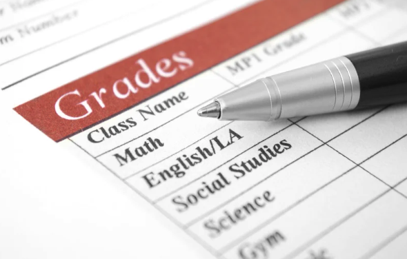 Close up of a list of high school classes