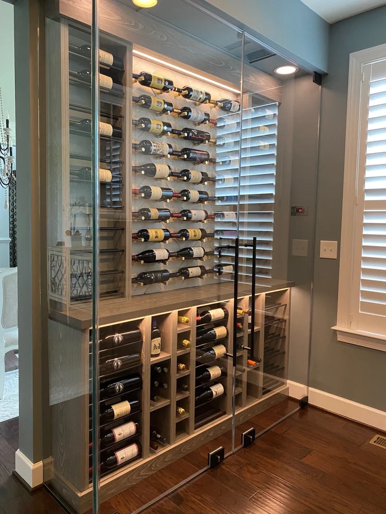 Custom wine cellar architecture and finishes