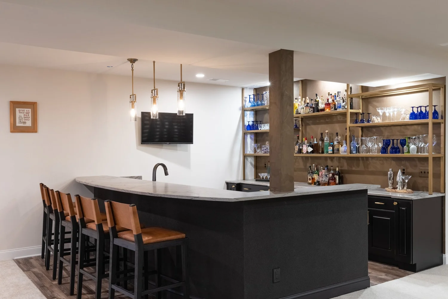 Luxury bar design with custom cabinetry