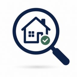 Icon of a magnifying glass with a house, representing local Google search for heating engineers