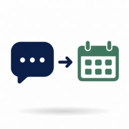 Icon of a text bubble with an arrow pointing to a calendar, representing social media enquiries converting to bookings for heating engineers