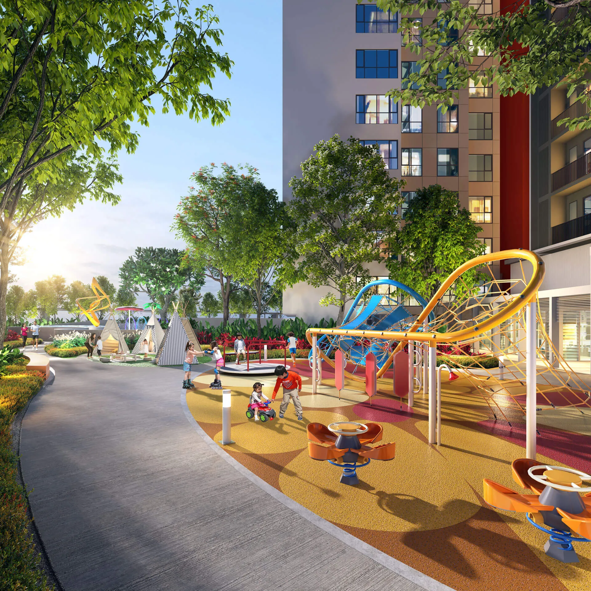 Kids playground and children play area at Dwi Aurora Dwitara Residences