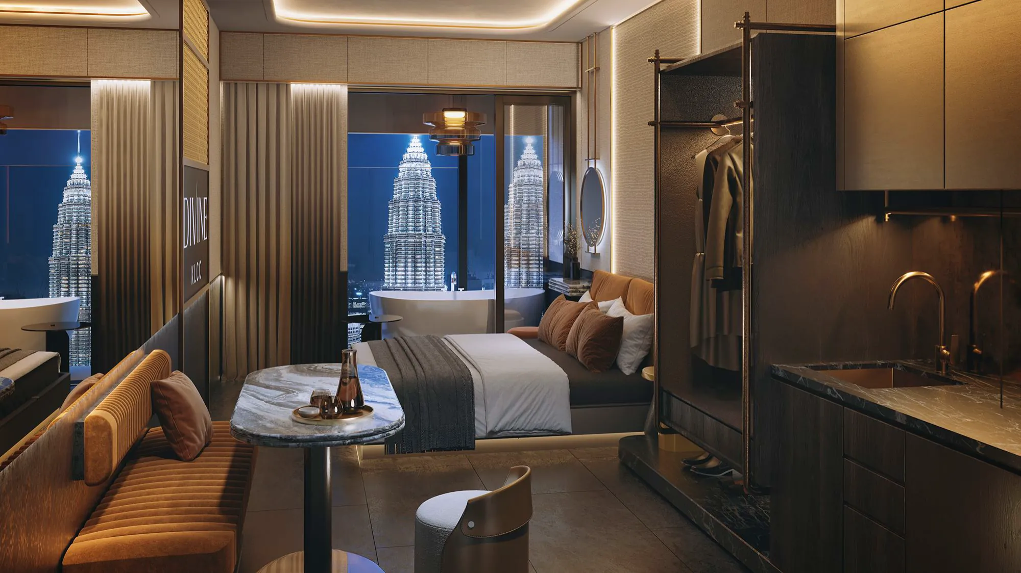 Type D premium 3-bedroom family suite floor plan at DIVINE KLCC luxury development