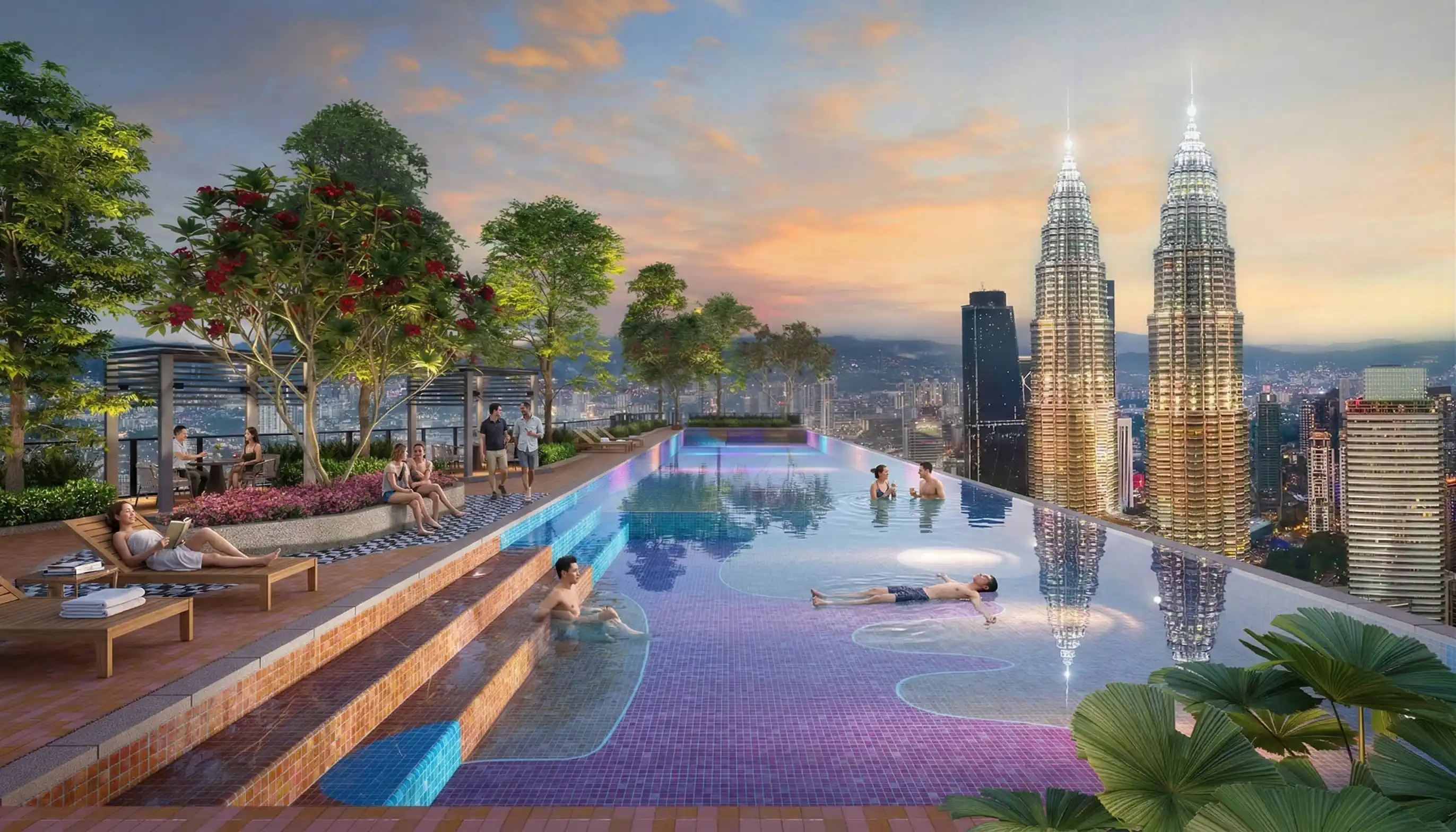 Sky Infinity Pool with breathtaking Petronas Twin Towers KLCC view