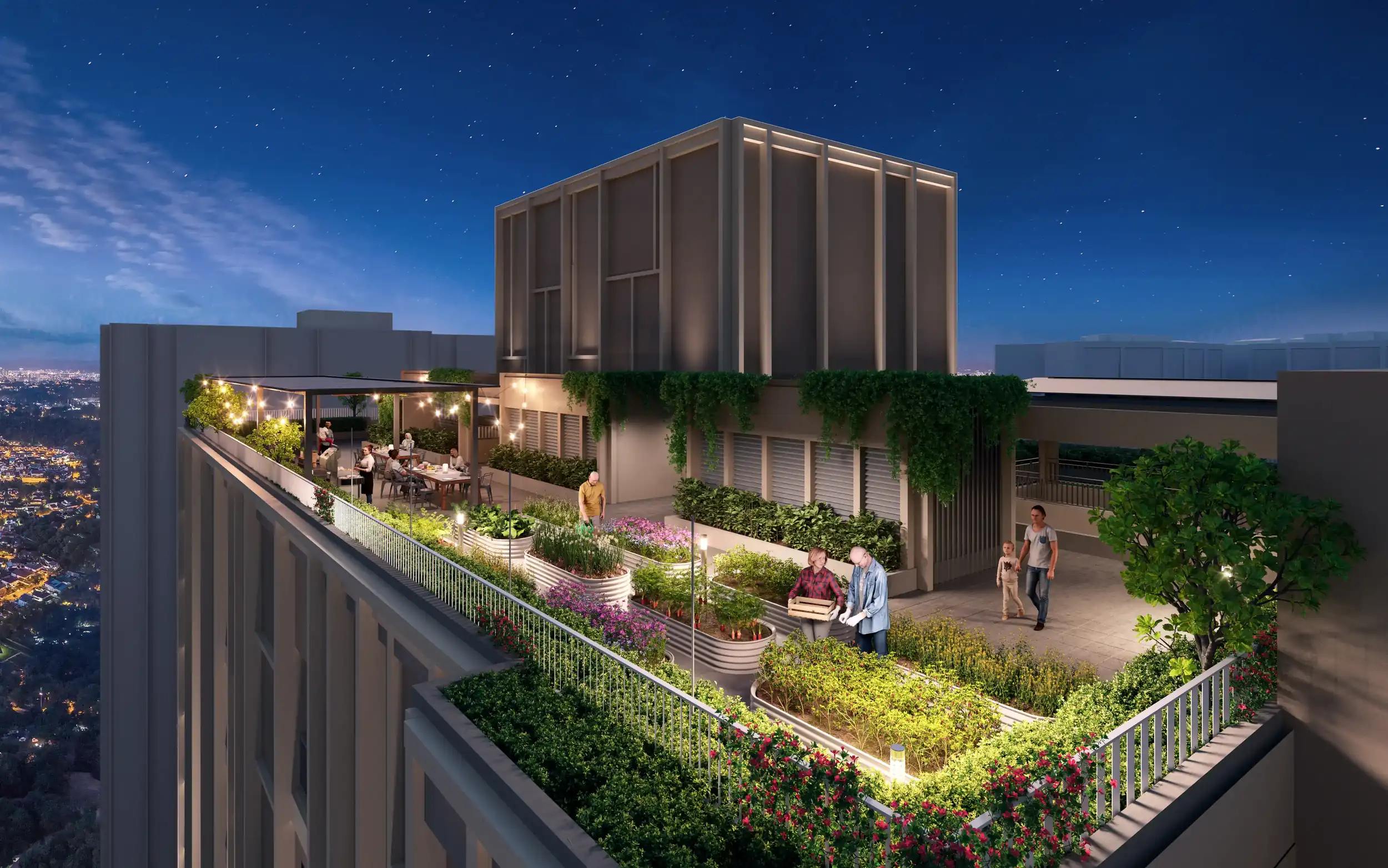 Rooftop sky garden lounge at The Aldenz EXSIM Damansara Perdana
