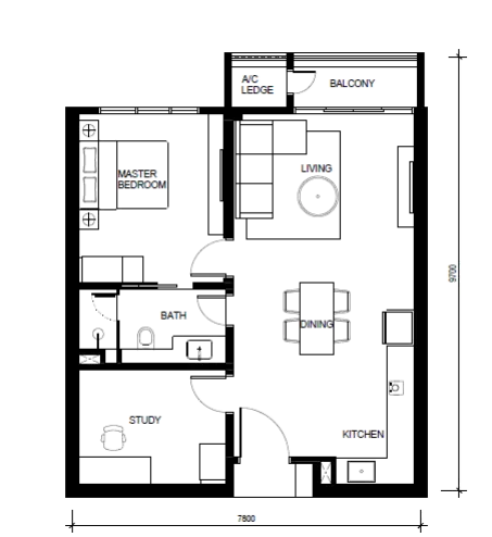 Khaya Residences Type A floor plan