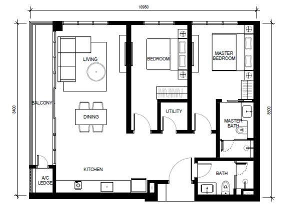 Khaya Residences Type E floor plan