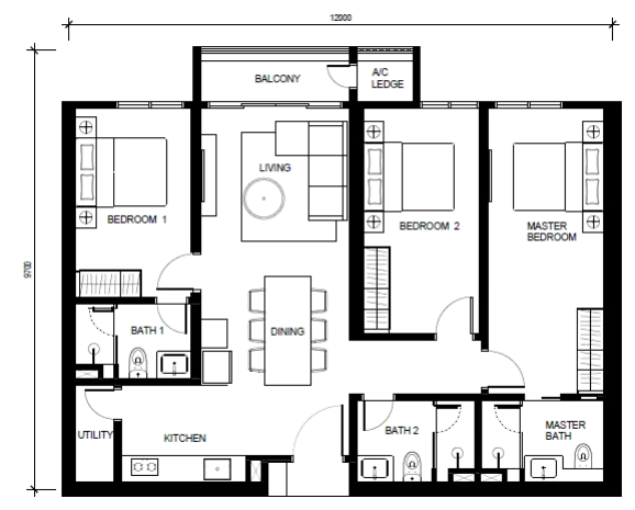 Khaya Residences Type K floor plan
