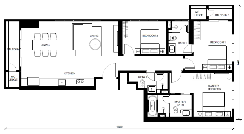 Khaya Residences Type L floor plan