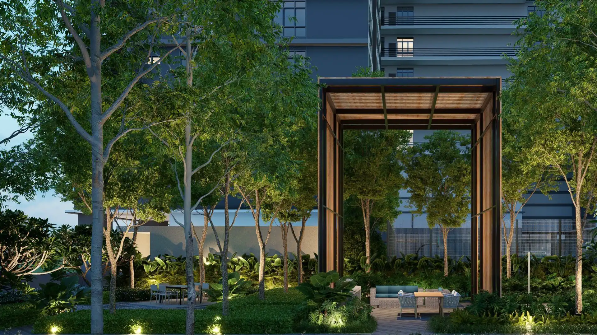 Khaya Residences landscaped pavilion facility