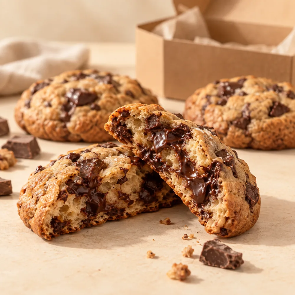 Cookies con chocolate en una composición cálida de repostería