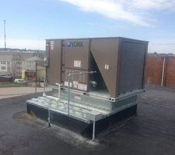 York rooftop unit at the curb of a commercial property