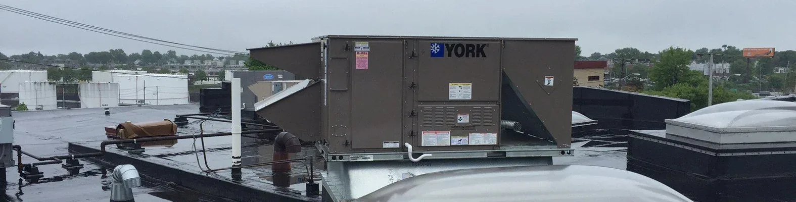Rooftop HVAC units seen from an aerial view