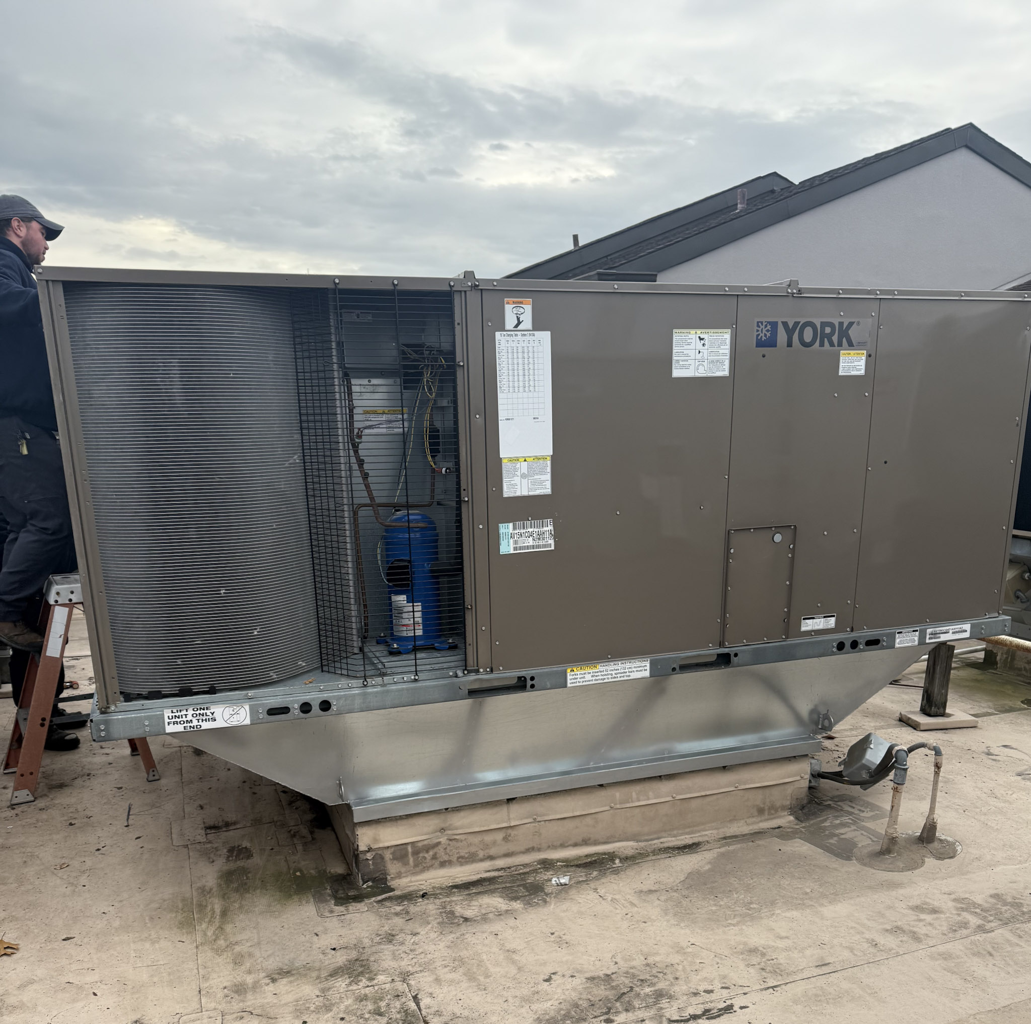 York packaged rooftop unit installed at a commercial building