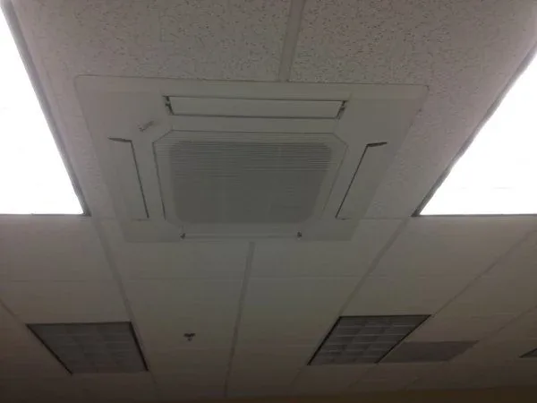 Ceiling cassette ductless unit installed indoors