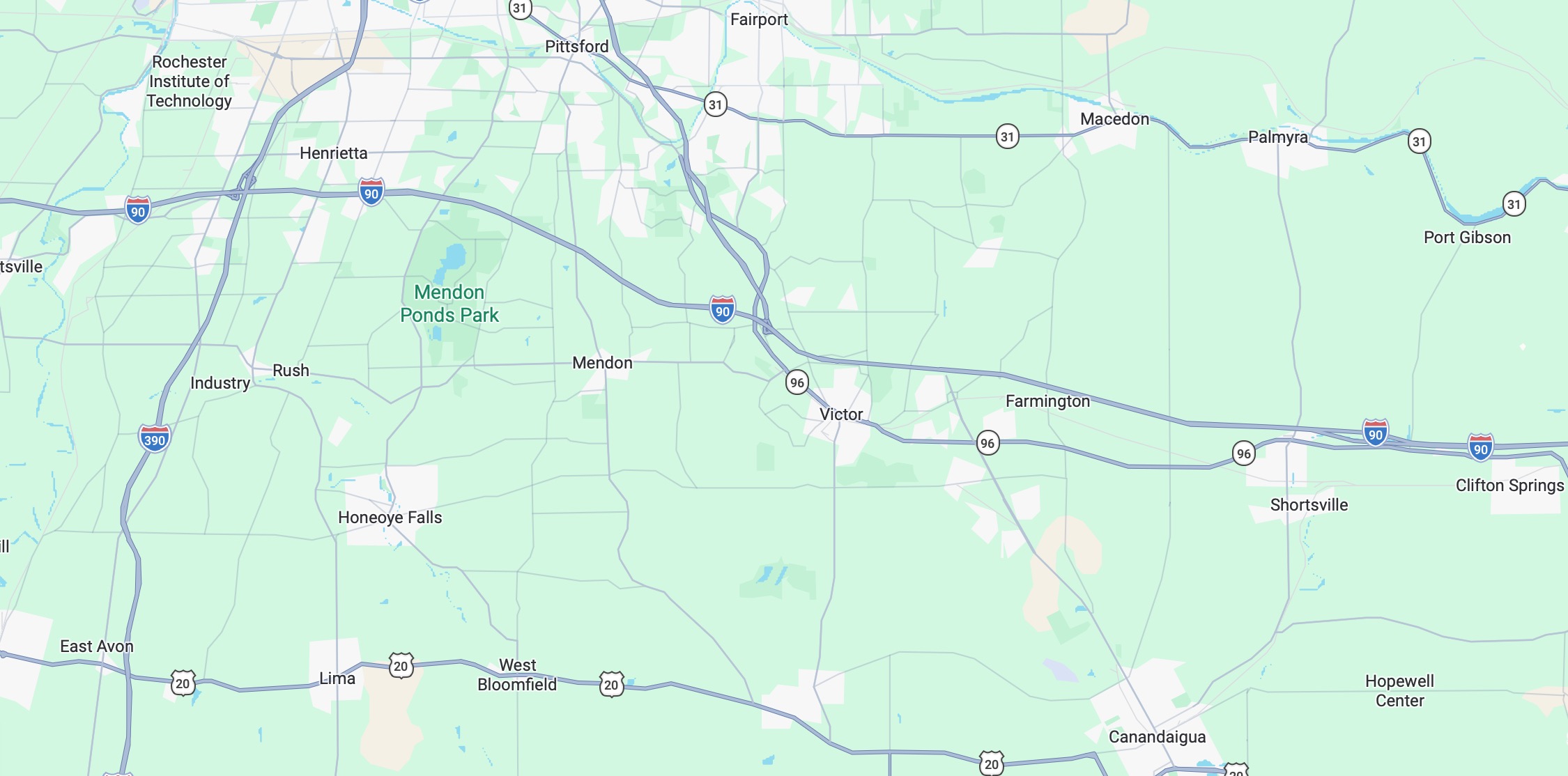 Map showing the auto detailing service area in Farmington, NY