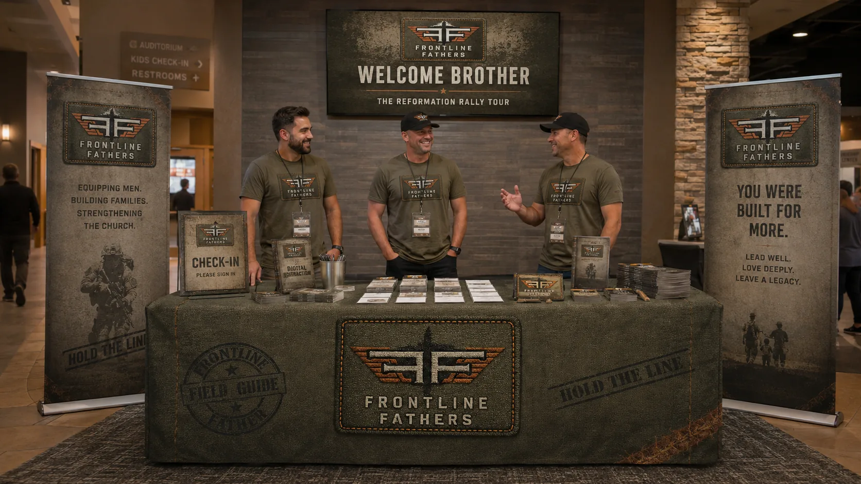 Concept visualization of the Frontline Fathers Rally welcome environment