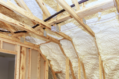 Open-cell spray foam insulation improving energy efficiency in attic walls in Panama City FL