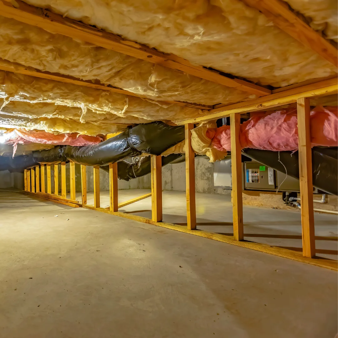Old crawl space insulation removed to improve energy efficiency in Panama City FL by Blue Line Insulation