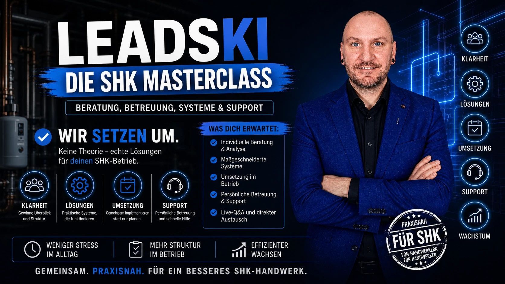 KI im SHK Betrieb LEADSKI - Die SHK Masterclass für Sanitär Heizung Klima Betriebe KI im SHK Betrieb LEADSKI - Die SHK Masterclass für Sanitär Heizung Klima Betriebe
