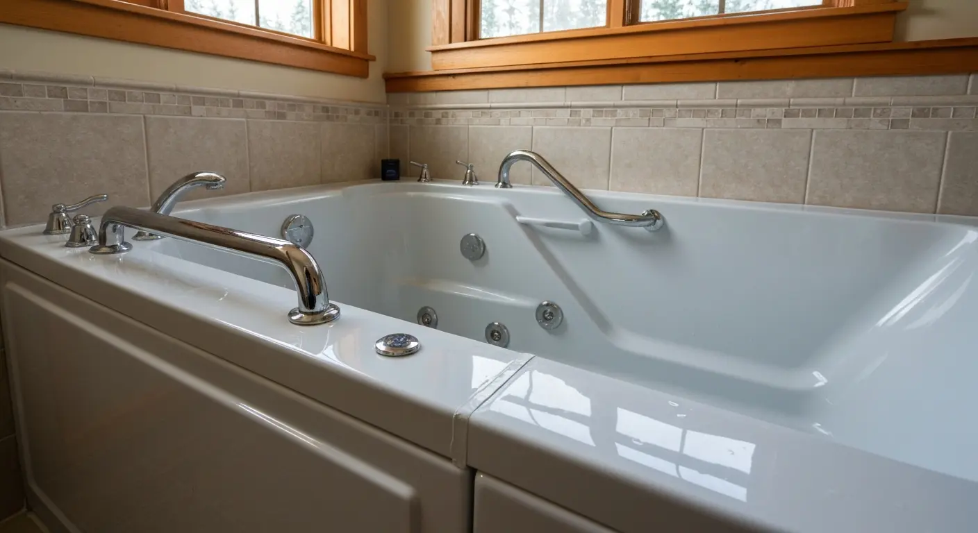 Walk-in tub with safety features