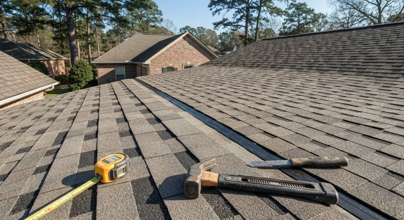 Roof repair work on residential home