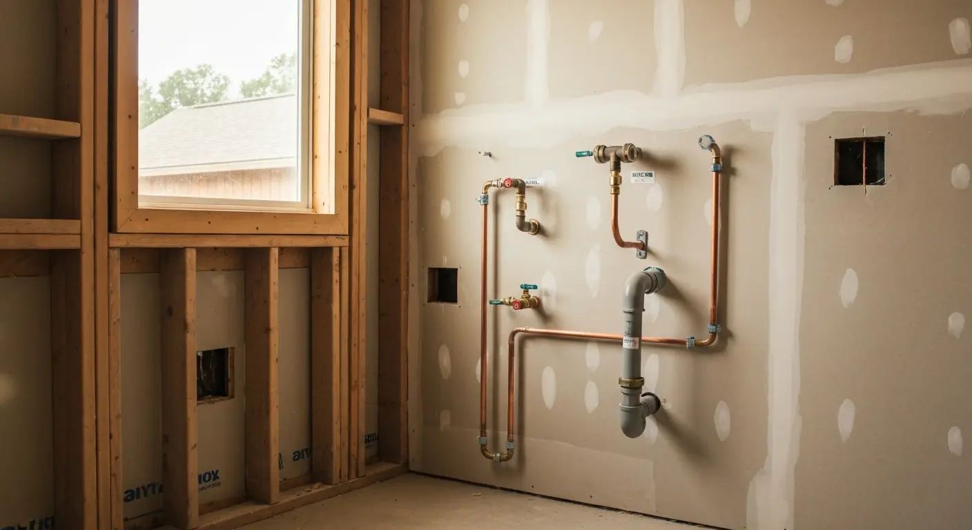 Plumbing roughin for bathroom vanity in Athens