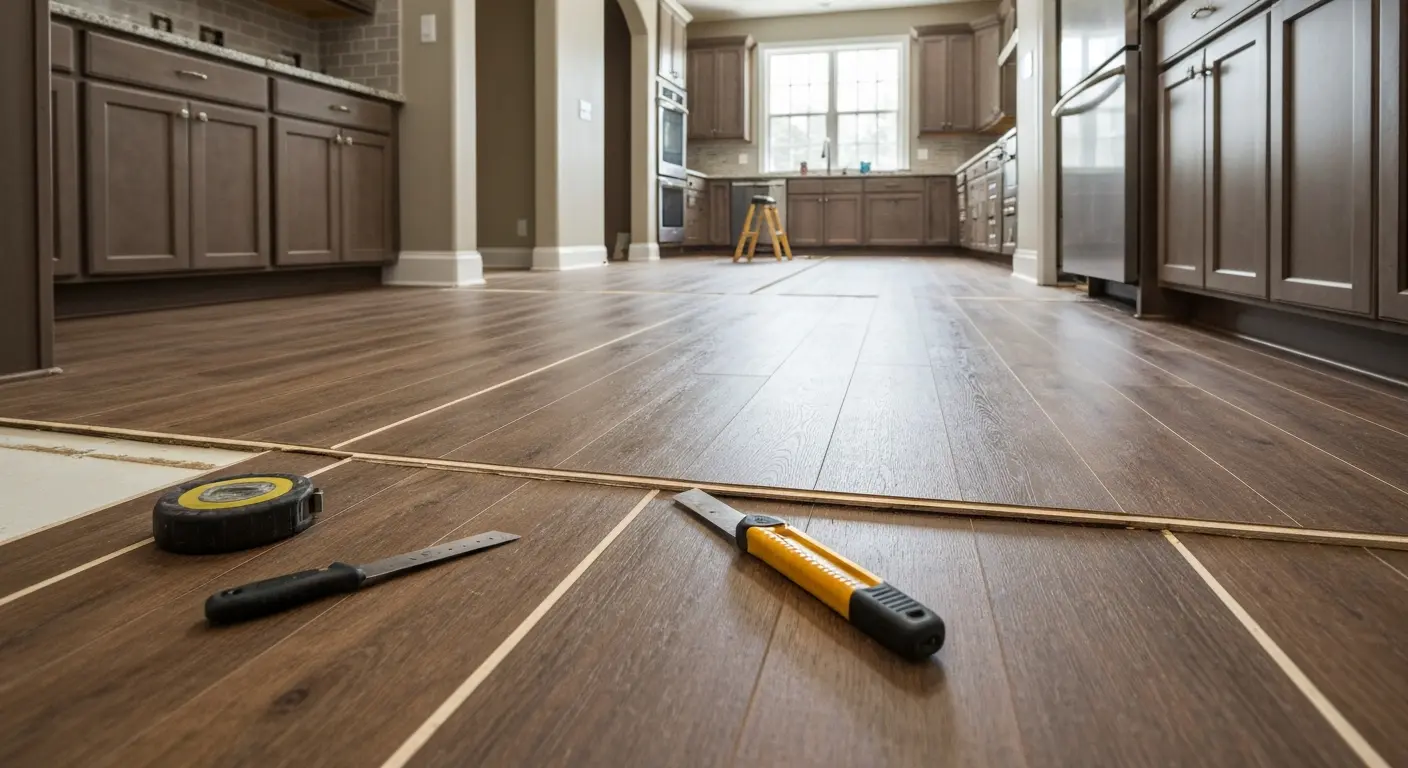 Luxury vinyl plank kitchen flooring