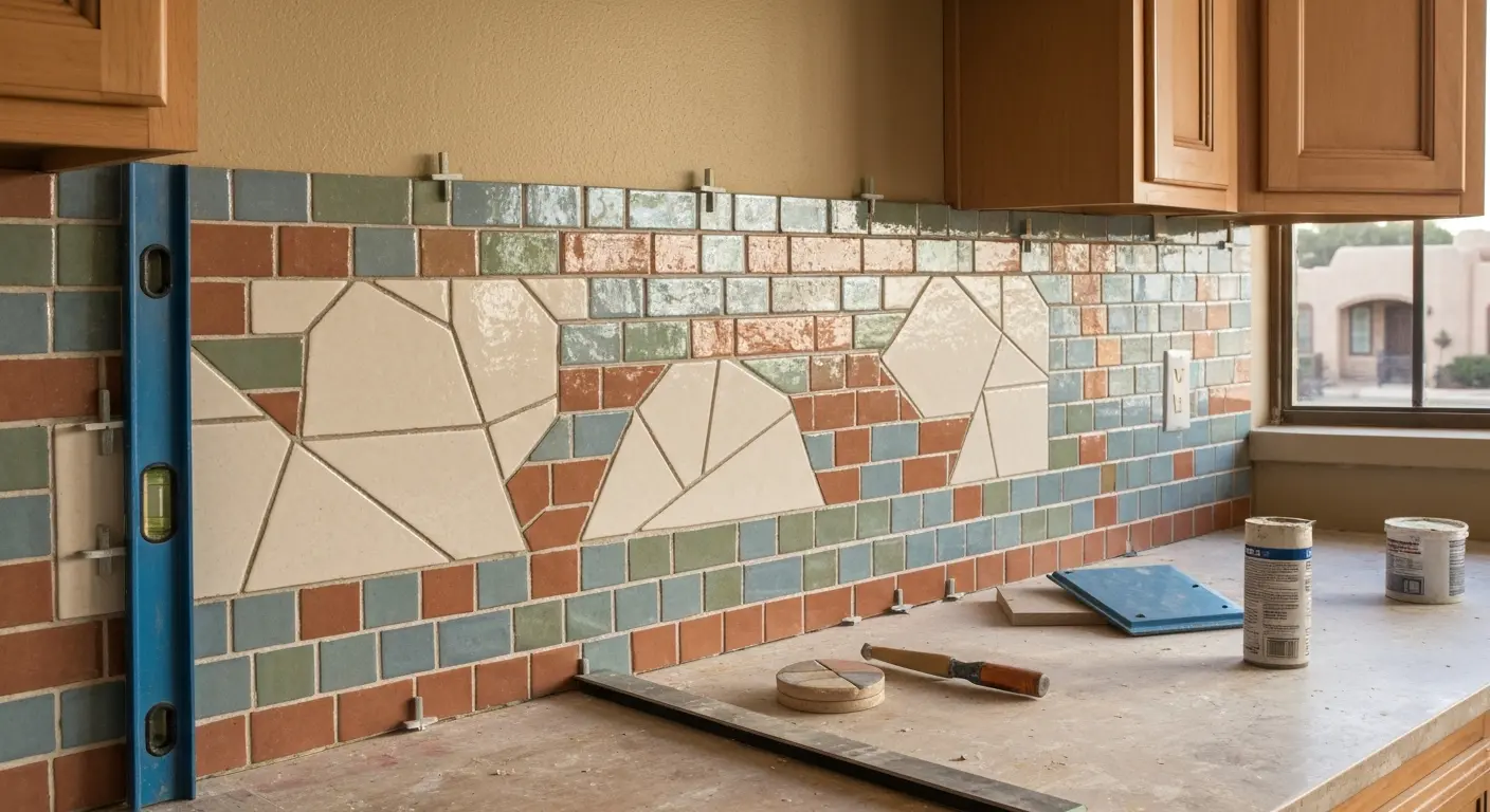 Mosaic tile backsplash
