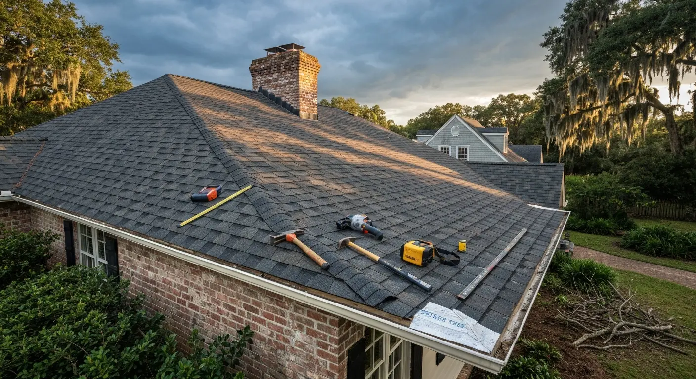 Storm damage roof repair