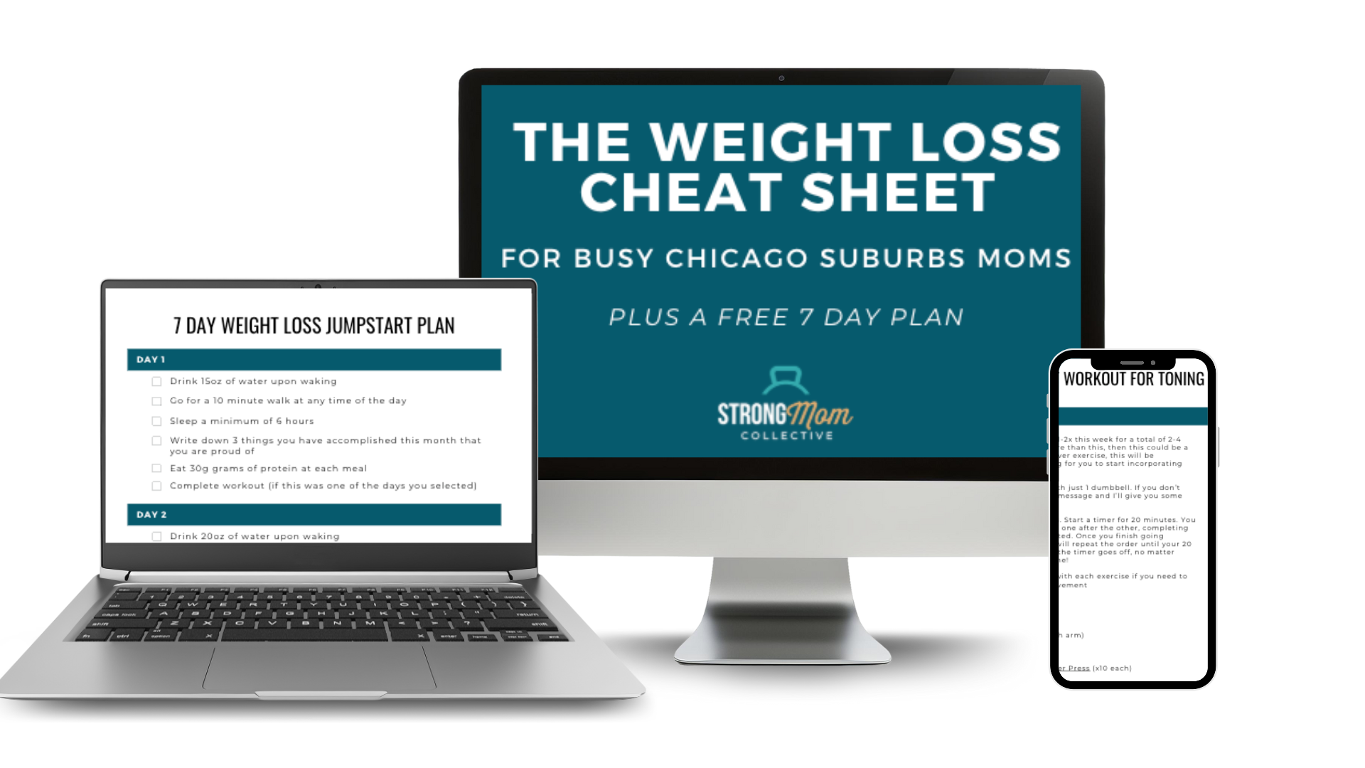 The Strong Mom Blueprint on laptop, desktop and phone