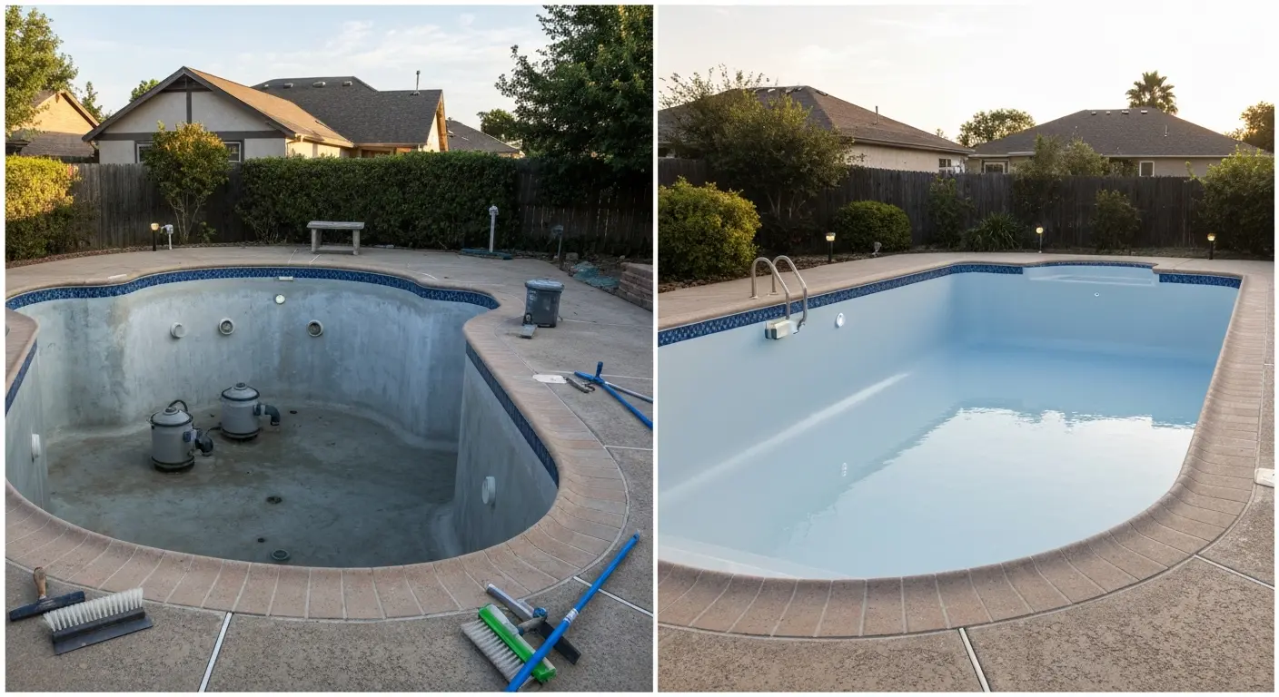 Pool remodeling before and after