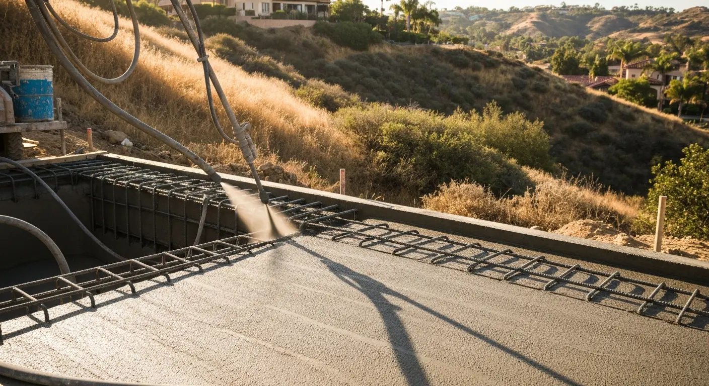 Gunite application and rebar framework