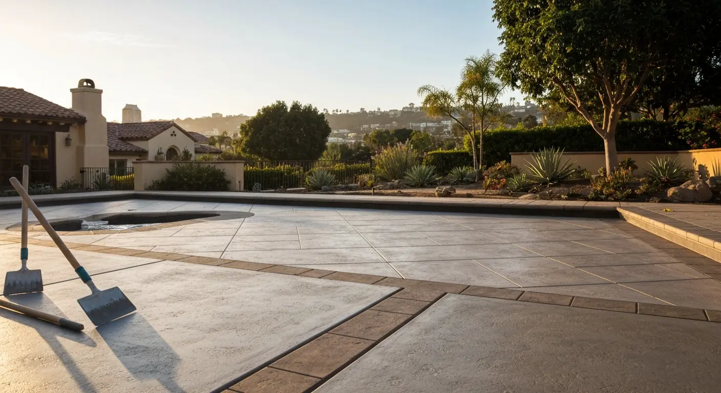Concrete pool deck and hardscape
