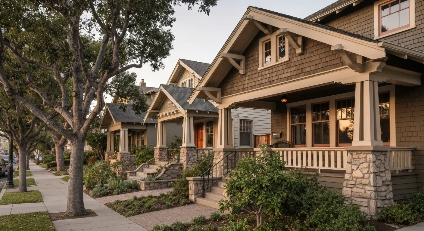 North Park neighborhood street with Craftsman homes
