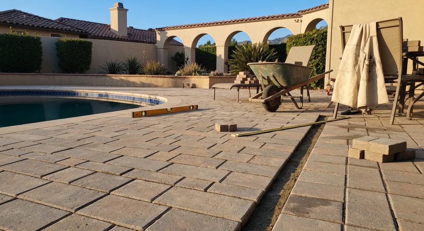 Pool deck renovation with new pavers