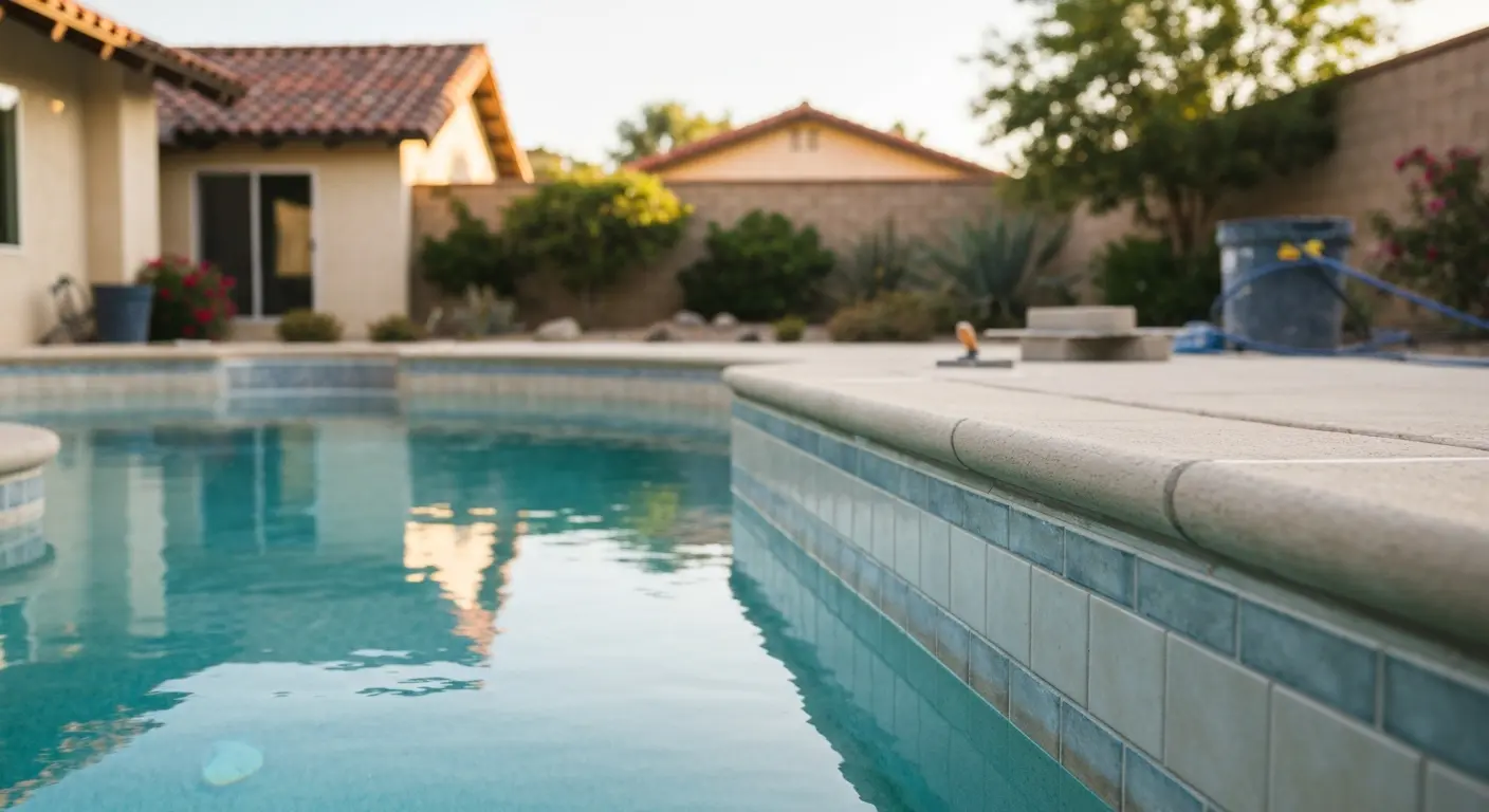 Renovated pool with new plaster and tile