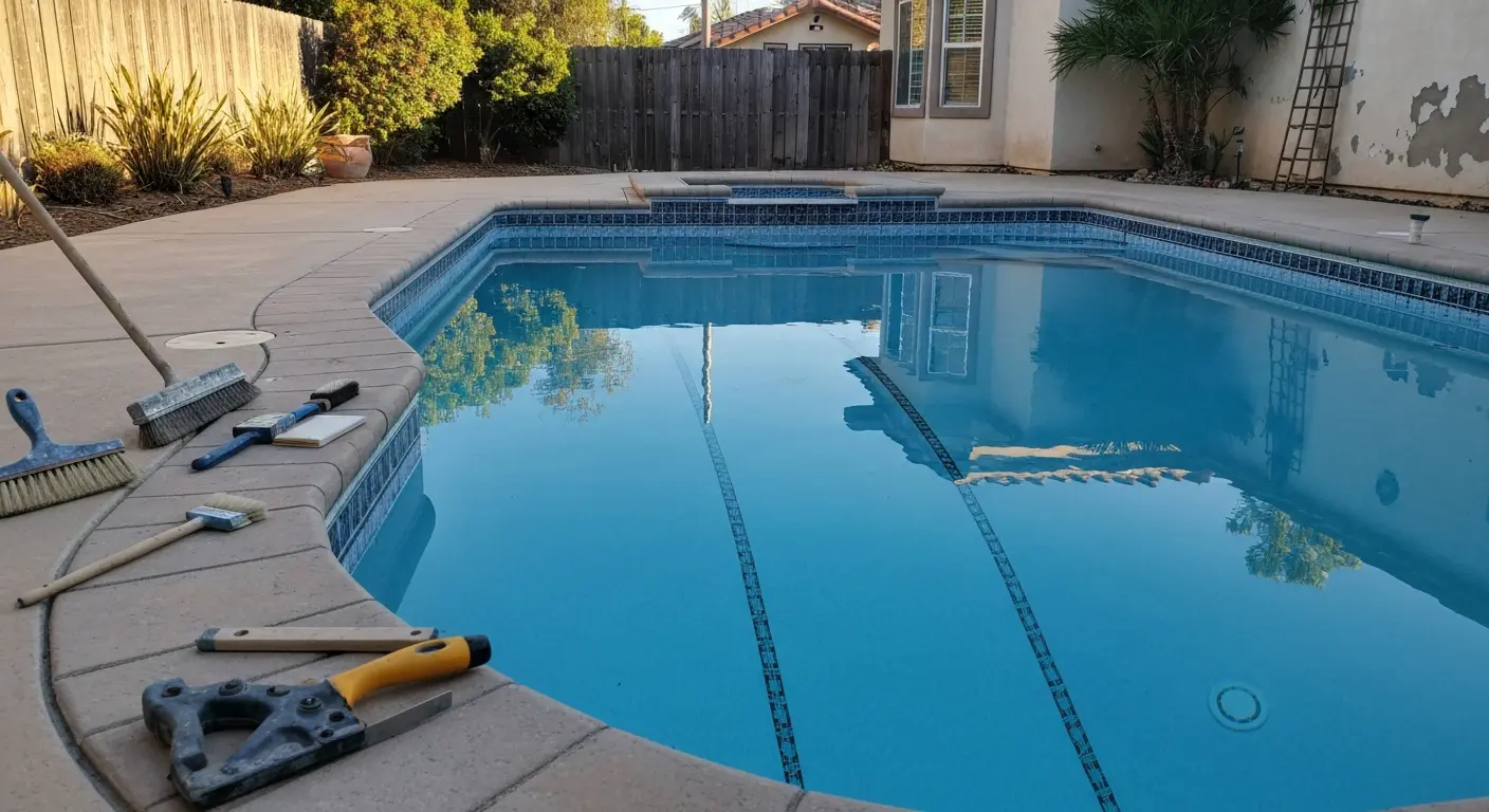 Pool remodeling project before and after