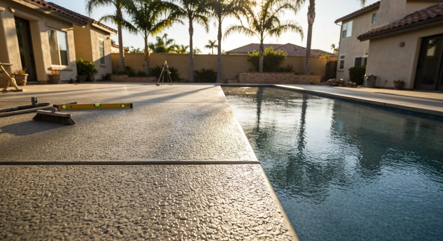 Pool deck renovation concrete work