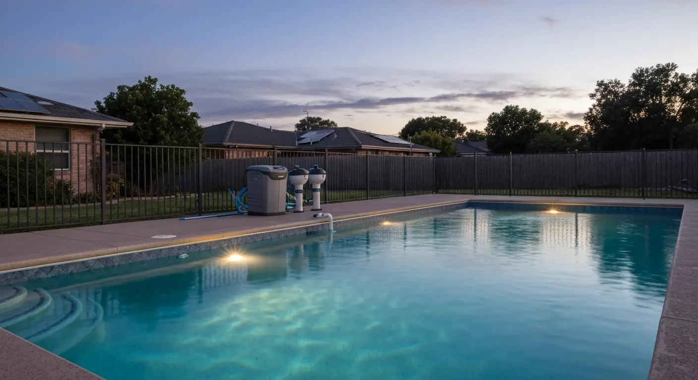 Saltwater pool with lighting