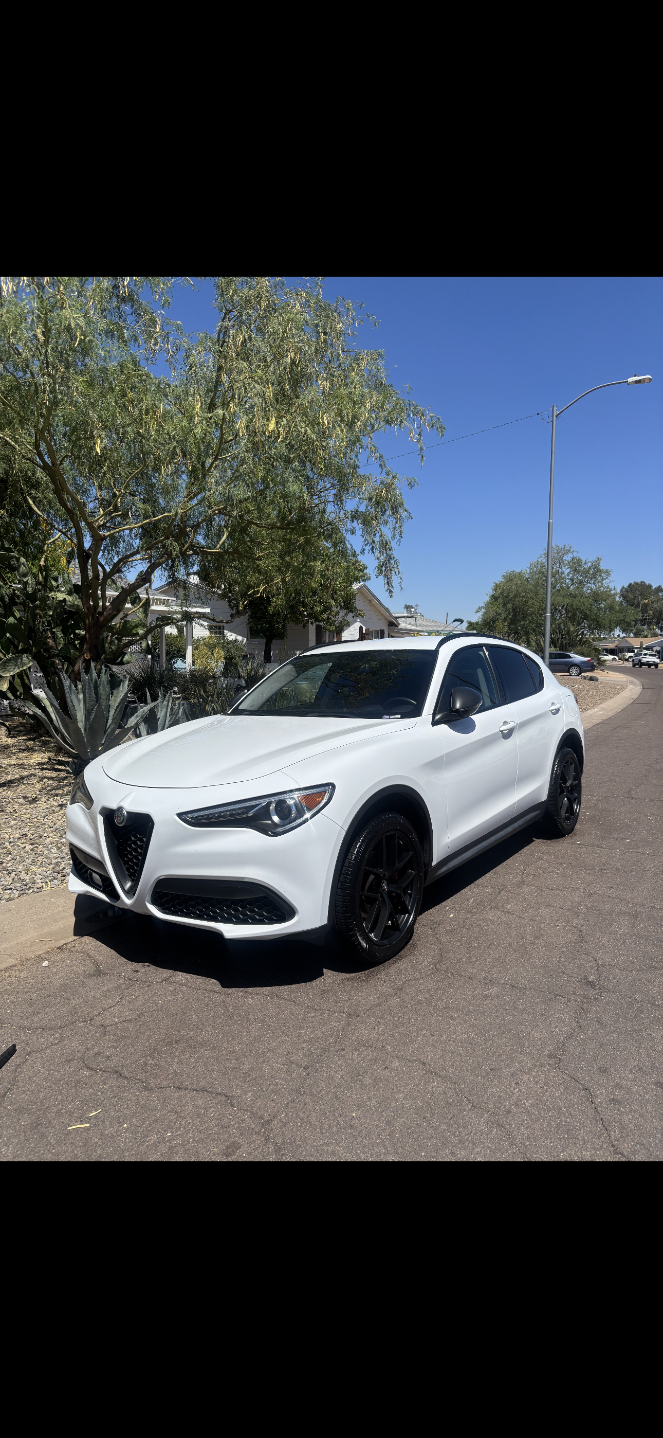 Alfa Romeo Stelvio finished detail, front three-quarter view