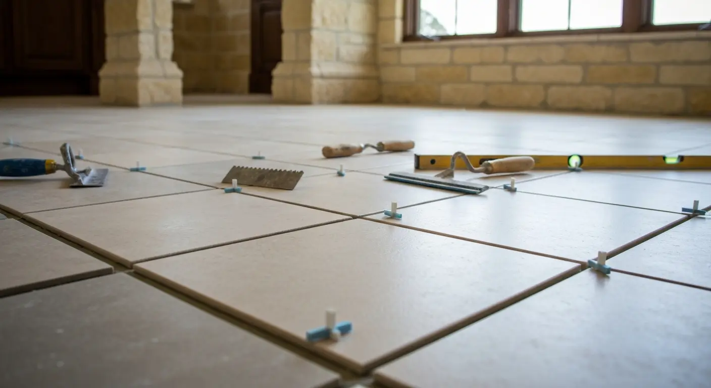 Ceramic tile bathroom flooring