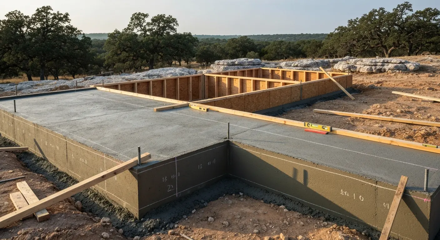 Concrete foundation and framing work