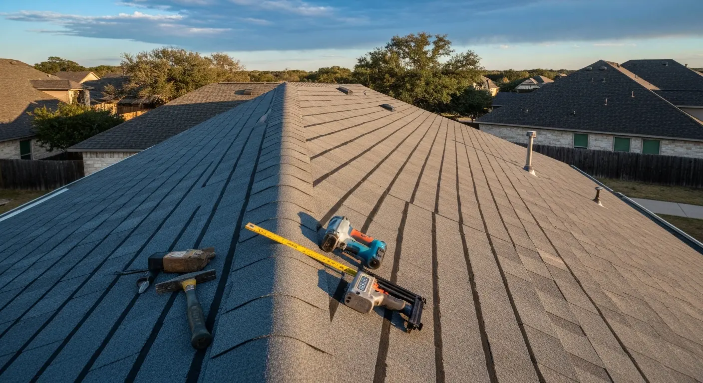 Roofing contractor replacing roof
